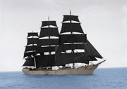 A ship with black sails